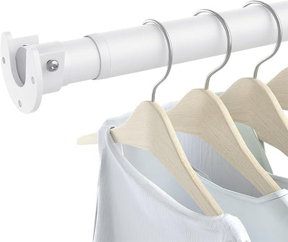 3 Pack Closet Rods for Hanging Clothes, 17 to 28 Inch Heavy Duty Stepless Adjustable Closet Hanging Rod, 1.3 Inch Diameter Metal Closet Rod for Wardrobes Laundry Bedroom RV, White