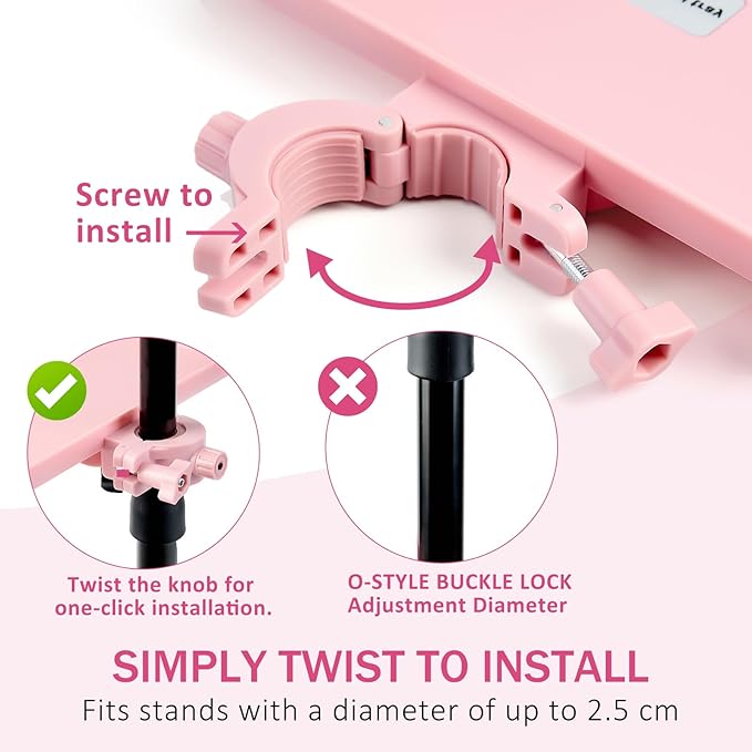 Lash Tray Holder (9 inch×6.7 inch), Adjustable Plastic Essential Organizer Stand for Lash Techs, Eyelash Extension Supplies Perfect for Salon or Homes Use by KONOVOLY(Pink)