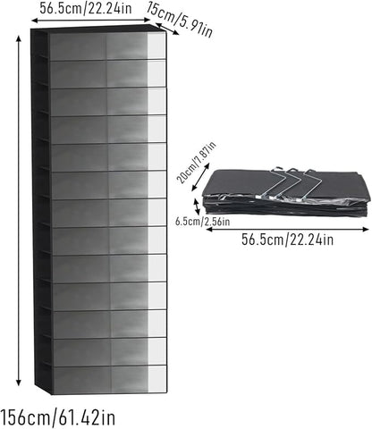 Over Door Shoe Organizer | 26 Pockets Clear Rack | Hangable Foldable Shoe Door Organizer - for Footwear Boot Sneaker High Heel Storage