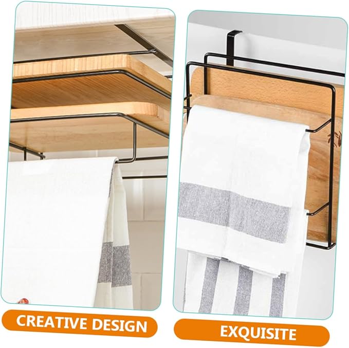 PRETYZOOM 2Pcs Over Cabinet Door Organizer Set No Drill Towel Rack for Kitchen Storage Iron Material Space Saving Design for Cabinets and Pantries