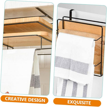 PRETYZOOM 2Pcs Over Cabinet Door Organizer Set No Drill Towel Rack for Kitchen Storage Iron Material Space Saving Design for Cabinets and Pantries