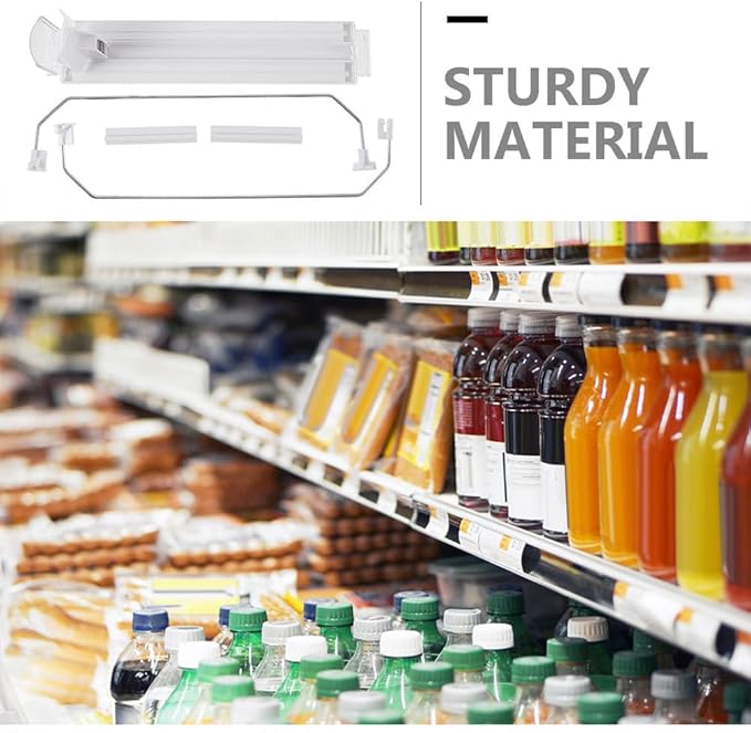 UKCOCO Drink Can Organizer : Self-pushing Soda Dispenser for Supermarket Shelf, Adjustable Automatic Drink Pusher Glide for Cold Cans, 12. 18x3. 14x2. 55in