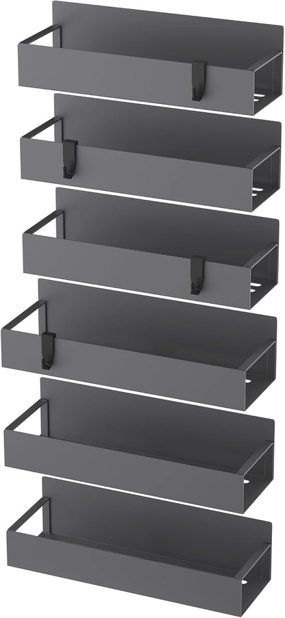 HuggieGems 6 Pack Magnetic Spice Storage Rack Organizer for Refrigerator and Oven, Dark Gray Fridge Organizers and Storage