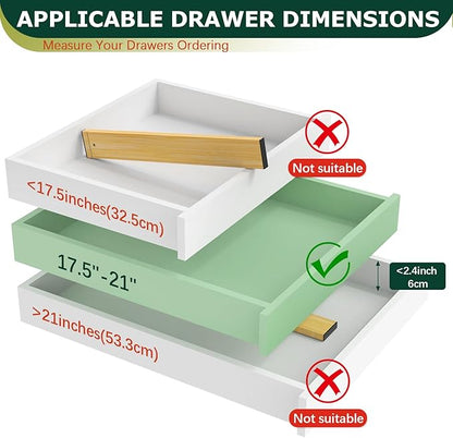 Lzerking Kitchen Drawer Dividers 6 Pack, 17-22" Adjustable Bamboo Drawer Organizers Large, Spring Loaded, Expandable Utensil Organizer, Works in Kitchen, Dresser, Closet, Bathroom, Bedroom