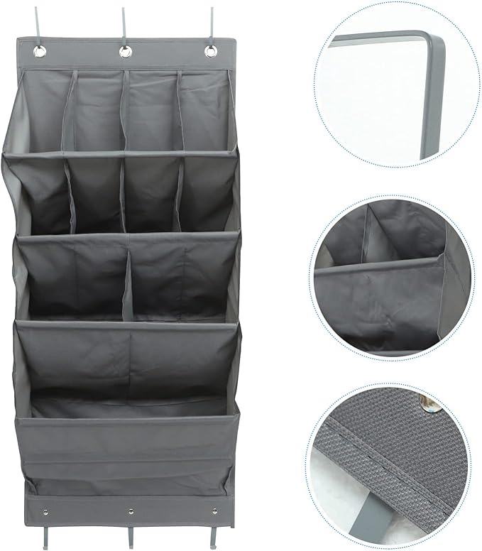 Alipis 1set over Door Shoe Organizer Multi-layer Hanging Storage Pouch for Boys and Girls Room Oxford Cloth Space-saving Design Tidy Household Gray