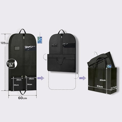 43" Garment Bags for Closet Storage and Travel, Gusseted Hanging Garment Bags for Men Women with Pockets Handles and Zipper, Suit Cover Bags for Clothes, Suits, Dress, Shirts, Coats, Jackets, 2 Pack