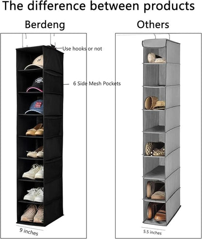 for Hanging Shoe Organizer for Closet with Side Mesh Pockets,Hat Racks