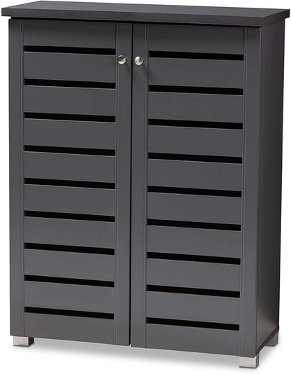 Contemporary Shoe Storage Cabinet Grey Modern Wood Includes Hardware