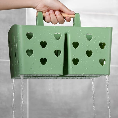 Anyoifax Portable Shower Caddy Plastic Shower Basket Organizer Divided Bathroom Caddy Storage Cleanning Caddy Tote with Handle for College, Dorm Room, Kitchen, Green