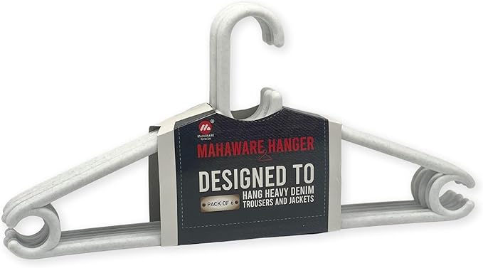 Sturdy Polypropylene Hanger, Pack of 6, Mint Granite White