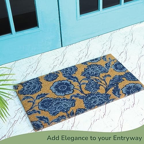 Coir Door Mat Front Door Decor Welcome Mat Chelsea Blue 30x17 - Image 6