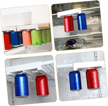 jojofuny 2pcs Fridge Can Organizer Rack for Diameter Soda Beer Cans Double Row Beverage Storage for Refrigerator Pantry -saving Design for Easy Access