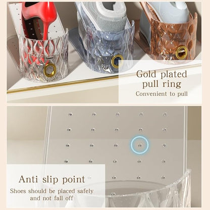 Shoe Slots Organizer, Adjustable 15 Pack Shoe Stacker for Closet Storage, Clear Double Layer Space Saver, Durable and Stackable Shoe Holder for Sneakers Heels and Flat