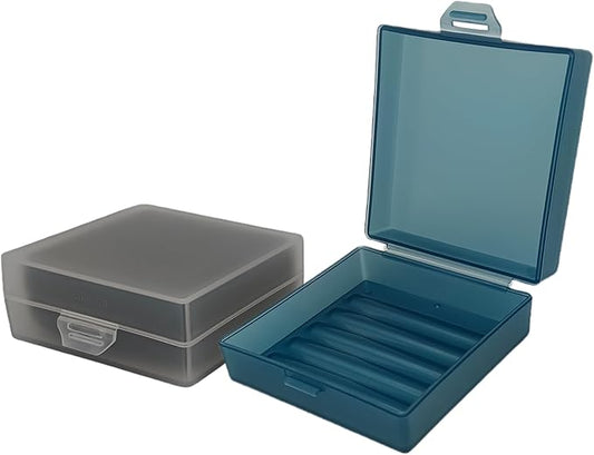Soap Holder 2 Pack, Shower Bar Case Fit Dr Squatch, Waterproof Travel Container with Lid, Square Bathroom Soap Dish Box for Camping, Gym and Outdoor Traveling (Blue/Clear)