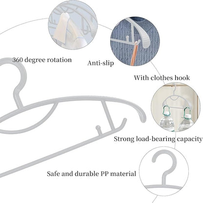 Plastic Clothes Hanger, Extra Thick Plastic Wide Shoulder Adult Slip Resistant Standard Clothing Hanger Ideal for Everyday Use Grey 10 Pack 1.1inch Width
