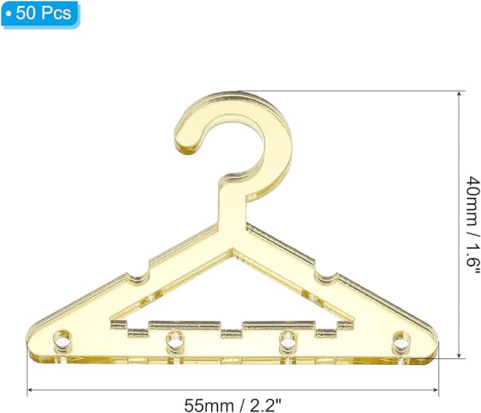 PATIKIL 50pcs Clothes Hanger Earring Holder, Mini Acrylic Coat Hangers Earring Hangers Hanger Rack for Earring Holder Organizer Stand Studs, Gold Tone