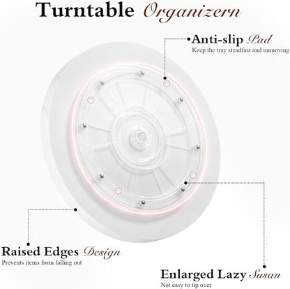 Luxspire Turntable Lazy Susan for Table Top, Marble Round Tray 10.63 inch, Lazy Susan for Cabinet Dining Table Kitchen Pantry, Rotating Bathroom Countertop Organizer, Gravel White