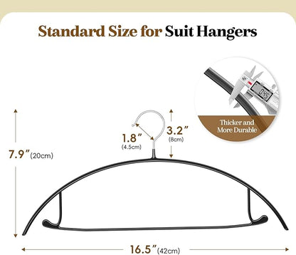 Non-Slip PVC Coating Metal Coat Hangers 40 Pack, Heavy Duty Clothes Hangers, No Shoulder Bumps, Space Saving Hangers for Sweaters, Suits, Shirts, Skirt, Jackets, Black