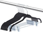 OIKA Black Velvet Hangers with Clips–16.7-Inch Space-Saving Pants Hangers for Skirts, Dresses, Non-Slip Closet Organizers (20 Pack)