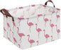 CLOCOR Rectangular Flamingo Storage Basket,Collapsible Cute Pattern Storage Bin,Waterproof Coating Storage Box with Handles,Gift Baskets, Shelf Basket (Flamingo)