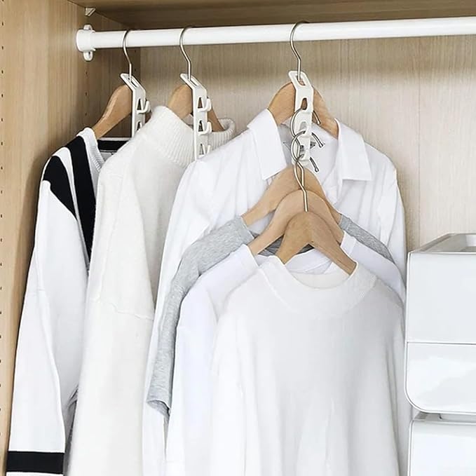 Space Saving Cascading Clothes Hanger Hooks, 12-Pack Multi-Function Cabinet Organizer for Pants, Bags & Accessories – Thick PP Material, Compatible with All Standard Hangers