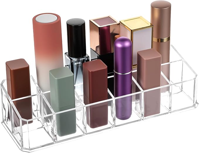 4 PCS Acrylic Lipstick Organizer, Lipstick Holder, 12-Slot Lip Gloss Holder, Beauty Makeup Storage Display Cosmetic Organizer