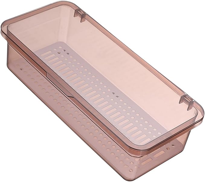 2PCS Silverware Organizer with Lid, Silverware Tray with Drainer Kitchen Cutlery Tray and Utensil Storage Container to Keeps Your Cutlery Organized (Pinkish)