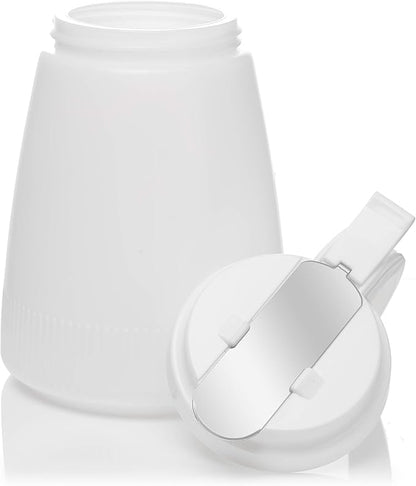 [1 PACK] EcoQuality 32oz Plastic Syrup Dispenser with Plastic Lid and Stainless Steel Slide Cover - Syrup, Sugar, Honey Dispenser - Perfect for Diners, Restaurants, Home, Office, Disposable (32 Ounce)
