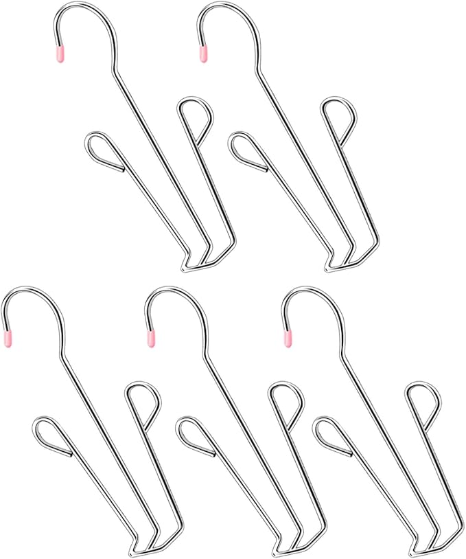 Cabilock Stainless Steel Hanging Shoe Organizer Rack U-Shaped Multi-Function Slippers Drying Hanger for Balcony and Closet, 5pcs with Plastic Caps Random Color Random Color