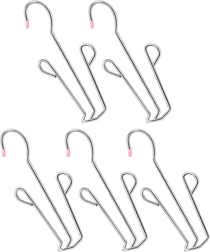 Cabilock Stainless Steel Hanging Shoe Organizer Rack U-Shaped Multi-Function Slippers Drying Hanger for Balcony and Closet, 5pcs with Plastic Caps Random Color Random Color