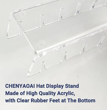 CHENYAOAI Hat Organizer for Baseball Caps, 2 Pcs No Install Acrylic Hat Stand for 14 Baseball Caps, Hat Racks for Caps Display and Organizer for Bedroom, Closet, Dresser, Office, Hat Holder