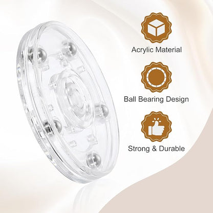 uxcell 3Pack Acrylic Lazy Susan Turntable, 3" Spinner Lazy Susan Turntable Organizer, Acrylic Ball Bearing Rotating Tray for Pantry Spice Rack Decorating, Clear