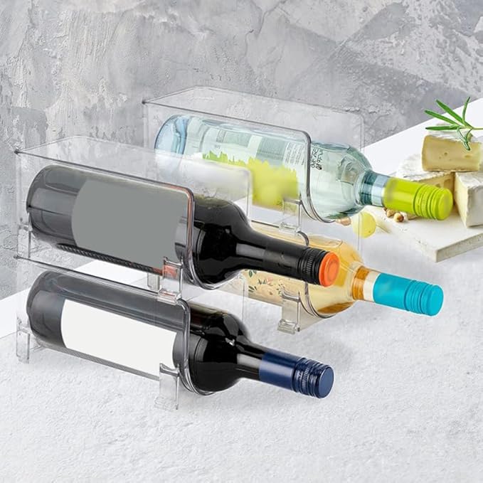 Cabilock Stackable Drawer Style Wine Rack 2-Pack 8.07X3.93X4.01In Compact Bottle Holder Organizer for Kitchen Bar Home Party Events