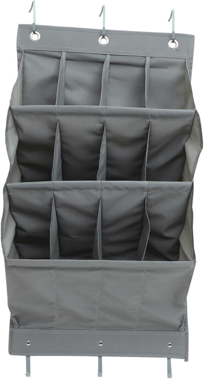 Multi Layer Hanging Storage Pouch for Door Back Oxford Cloth Multi Function Organizer with Compartments Large Capacity Closet Bag for Shoes Accessories Items Tear Resistant Gray