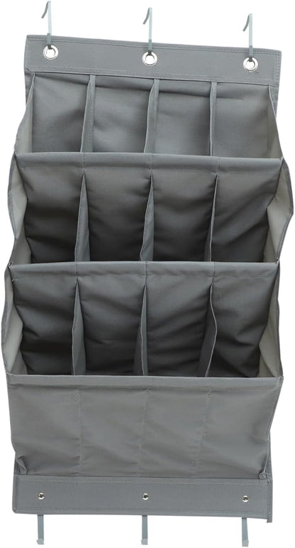 Multi Layer Hanging Storage Pouch for Door Back Oxford Cloth Multi Function Organizer with Compartments Large Capacity Closet Bag for Shoes Accessories Items Tear Resistant Gray