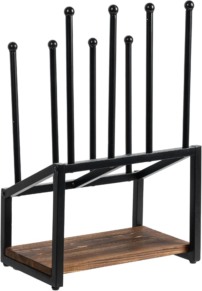 MyGift Industrial Metal & Burnt Wood 4-Pair Boot Rack with Shoe Shelf - Freestanding Rustic Entryway Organizer, Non-Slip Floor Protector for Mudroom/Garage/Closet
