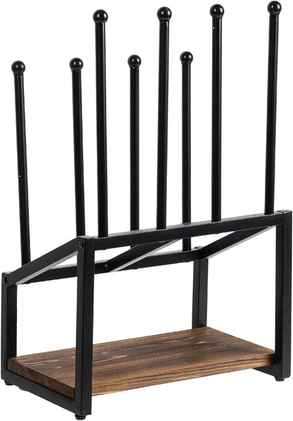 MyGift Industrial Metal & Burnt Wood 4-Pair Boot Rack with Shoe Shelf - Freestanding Rustic Entryway Organizer, Non-Slip Floor Protector for Mudroom/Garage/Closet