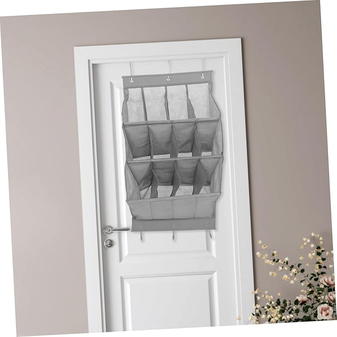 ULTECHNOVO 12Grid Over Door Shoe Storage Mounted Organizer for Shoes Boots and Accessories for Space Optimization Bathrooms Bedrooms