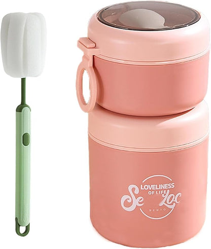 18+10 oz Reusable Yogurt Containers with Lids and Spoons,Overnight Oats Cereal Containers with Lids,Snack Cup Box Stackable Breakfast and Lunch Containers (Pink)