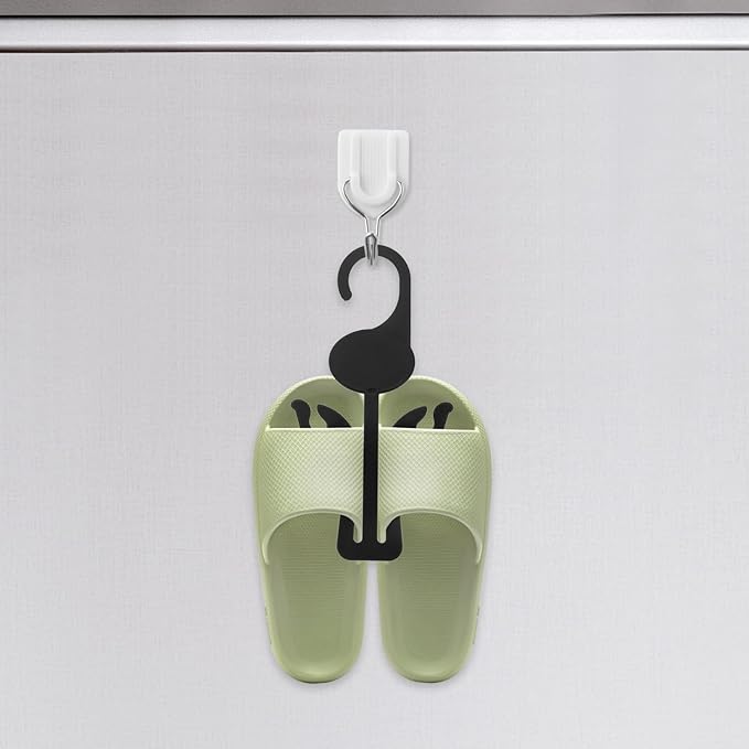 Veemoon Plastic Slippers Display Hanger 20Pcs Shoes Slippers Drying Hanging Rack Shoe Organizer with Double Hooks Shoe Drying Shelf Hangers for Home Shoe Store Black