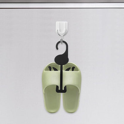 Veemoon Plastic Slippers Display Hanger 20Pcs Shoes Slippers Drying Hanging Rack Shoe Organizer with Double Hooks Shoe Drying Shelf Hangers for Home Shoe Store Black