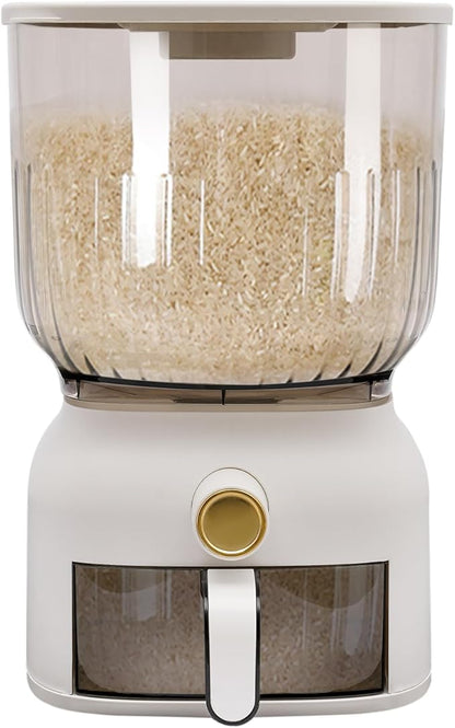 Rice Dispenser, Large Grain Container Storage with Lid Measuring Cylinder Household Cereal Dispenser Bucket, Kitchen Organizer for Rice, Beans, Grains, Cereal Dry Food