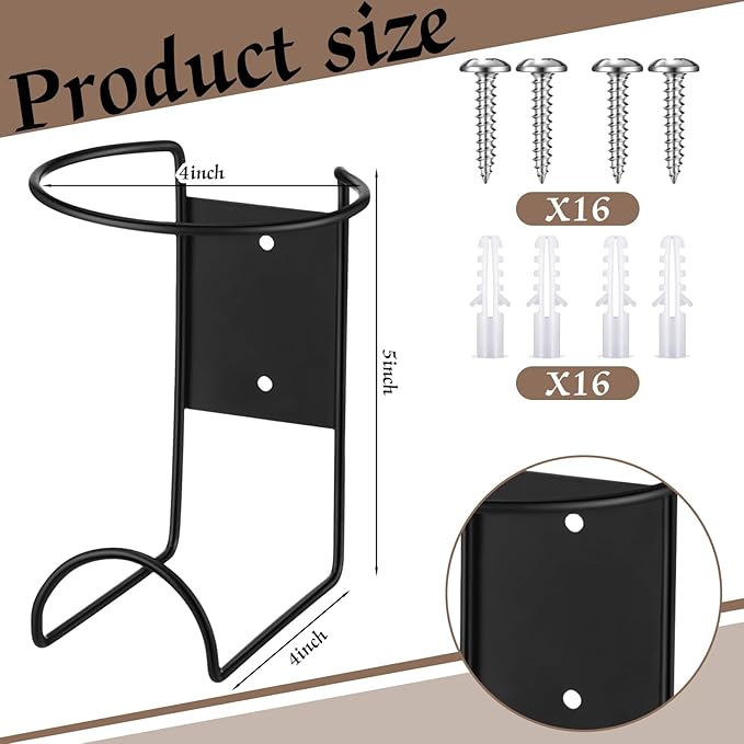 CroBlissful 8 Pcs Spray Bottle Holder Wall Mount Heavy Duty Spray Bottle Rack Stainless Steel Storage Rack Garage Can Organizer Craft with Hardware (Black)