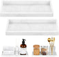 Luxspire Bathroom Vanity Tray, 11.8 x 5.1 Silicone Kitchen Counter Tray for Soap Dispenser, Bathroom Countertop Organizer for Perfume Soap Towel Bathroom Accessories, 2 Packs, Marble White