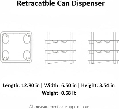 Retractable Can Dispenser, Adjustable Width Sliding Storage Rack for Refrigerator & Pantry, Clear PP Plastic Beverage Organizer