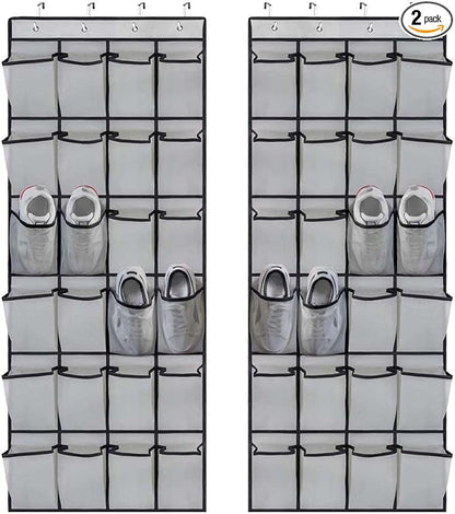 2 Pack Shoe Organizer Hanging Shoe Holders Over The Wall Behind Door Hanger, Nonslip Holders, Shoes, Sneakers and Home Accessories (Gray)