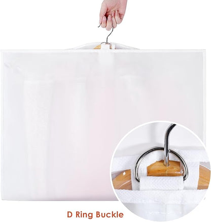 Univivi Dance Costume Garment Bags for Kids, 40 Inch Foldable Garment Bags for Dance Costumes with Clear PVC Window and 3 Zipper Pockets for Dance Competition, White (5 Pack)