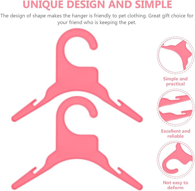 POPETPOP 20 Pcs Plastic Dog Clothes Hangers Anti-Skid Pet Clothing Drying Rack for Small Dogs Cats Lightweight Puppy Coat Organizer for Indoor Outdoor Use 7.48X3.54 Inch