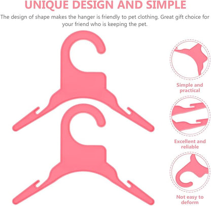 POPETPOP 20 Pcs Plastic Dog Clothes Hangers Anti-Skid Pet Clothing Drying Rack for Small Dogs Cats Lightweight Puppy Coat Organizer for Indoor Outdoor Use 7.48X3.54 Inch