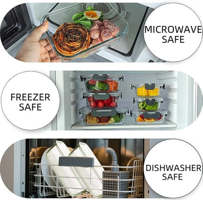 12 Pack Glass Storage Containers Transparent, Stackable Design Meal Prep Containers for Food Storage, Home, Kitchen & Pantry Organization, Microwave/Freezer/Dishwasher Safe